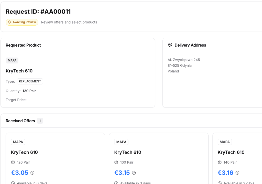 Traxfair sourcing request interface
